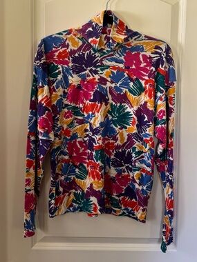 Vintage Trend Basics Colorful Mock Neck Long Sleeve Shirt